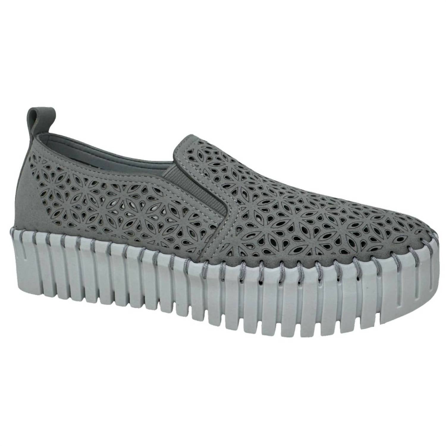 Women's Nicole Perforated Edge Slip On Sneakers In Light Grey Very G