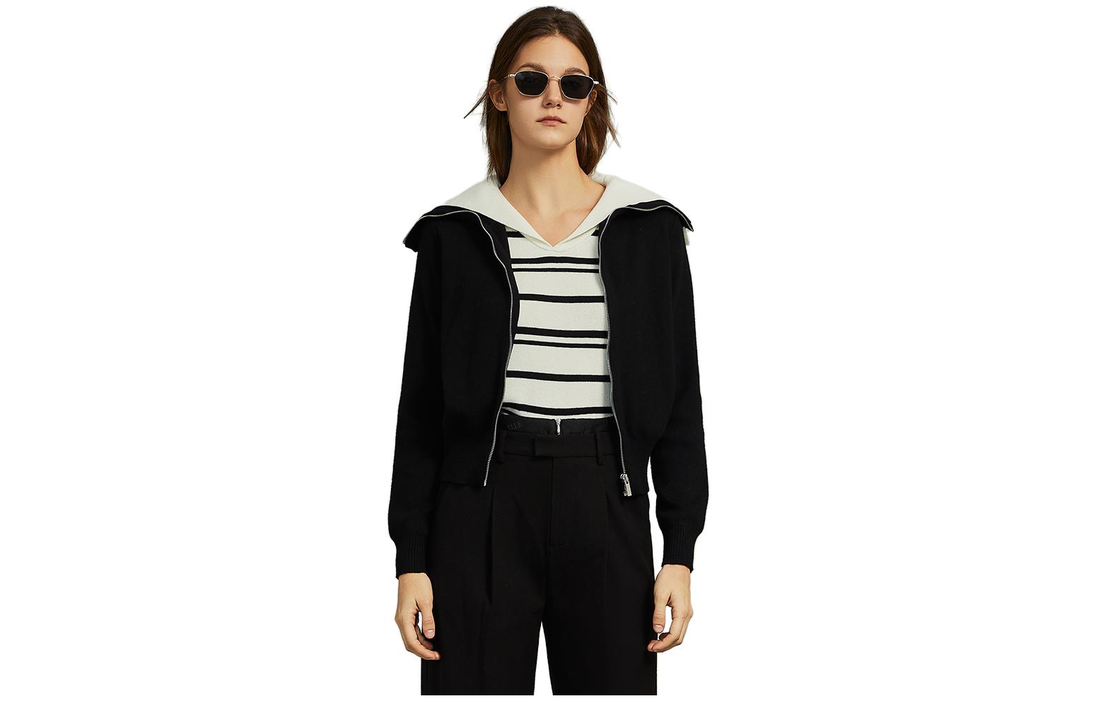 

ELLE Свитер женский Black Lapel Moderate Mock Two Piece