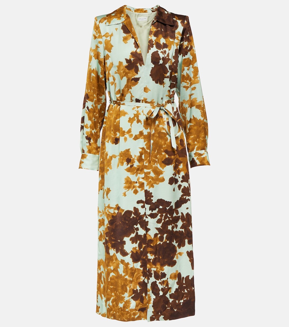 

Атласное платье миди с принтом dellas Dries Van Noten, мультиколор