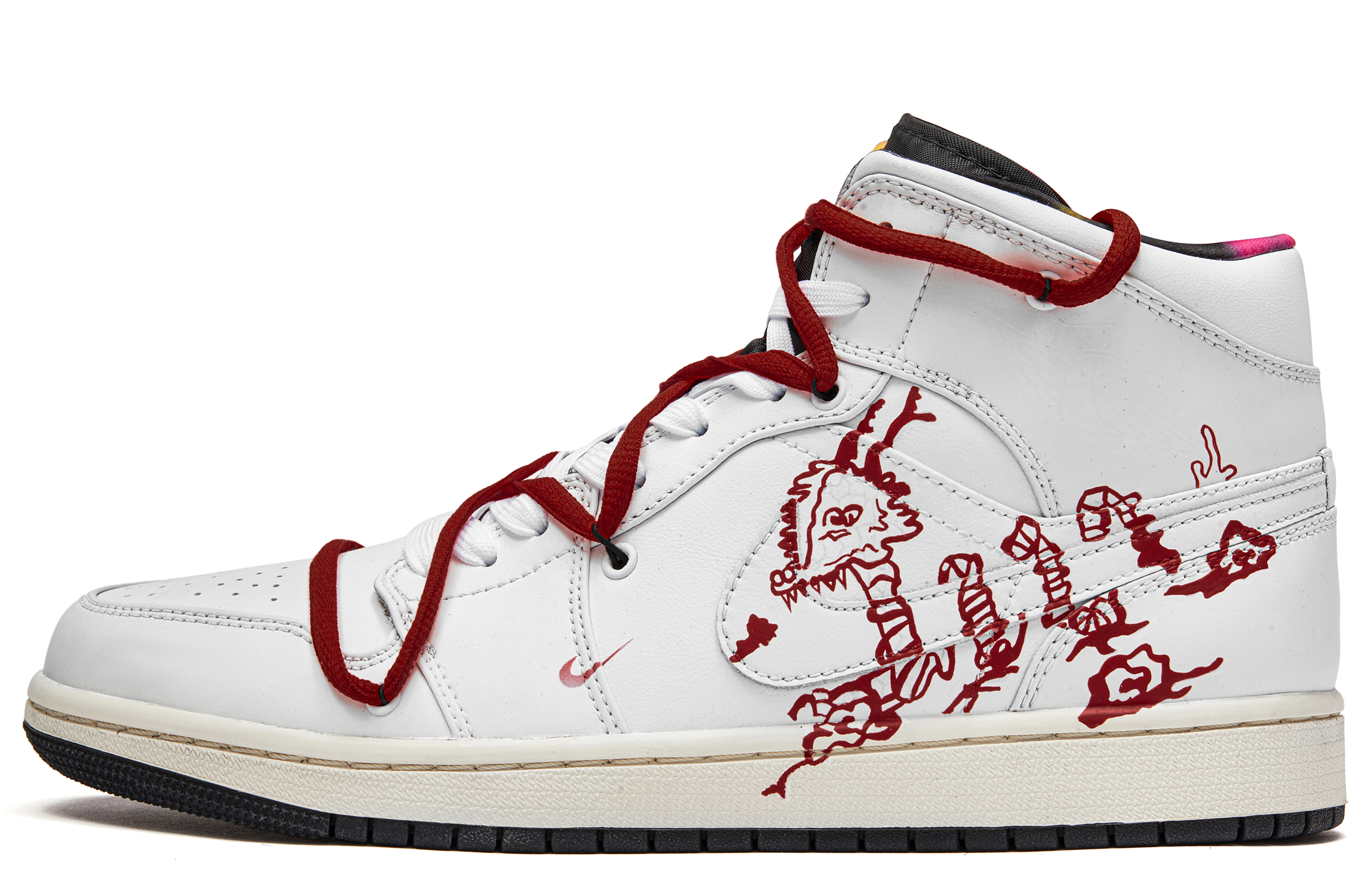 

Кроссовки Air Jordan 1 Vintage Basketball Shoes Men High-top White/red, белый