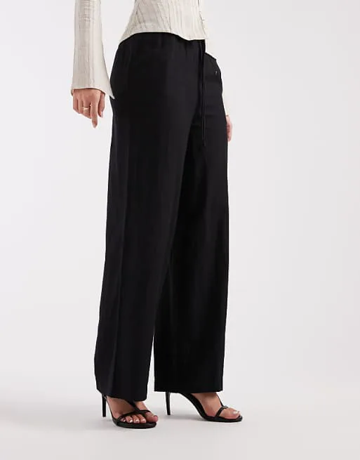 

Черные широкие брюки в льняном стиле River Island