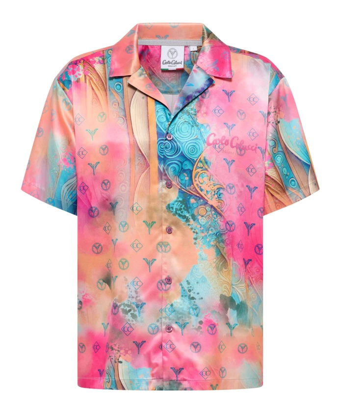 

Вязаная рубашка оверсайз с орнаментом Carlo Colucci, розовый