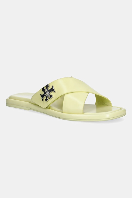 Кожаные шлепанцы T Lock Cross Band Slide Tory Burch, желтый