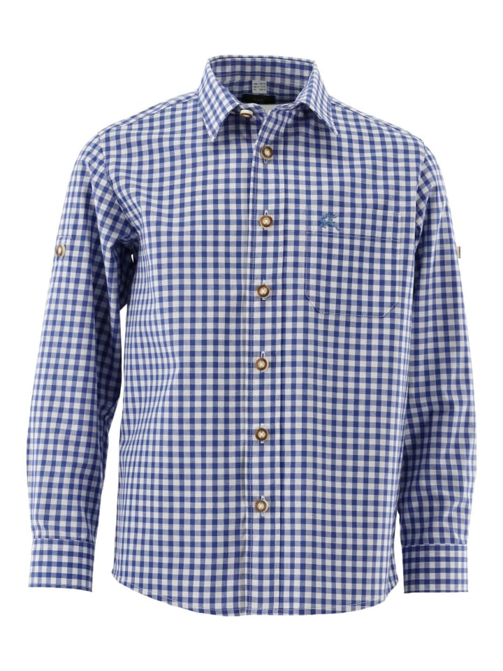 

Детская традиционная рубашка Лафоа средне-синего цвета OS-Trachten