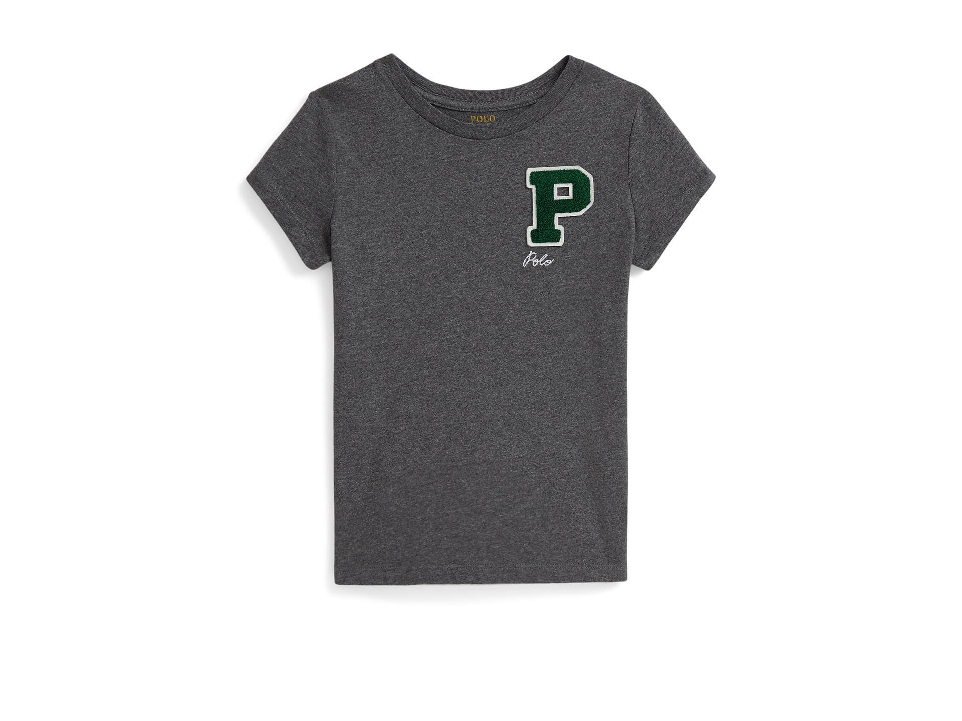 

Футболка Polo Ralph Lauren Kids Cotton Jersey Letterman Tee, цвет Medium Flannel Heather
