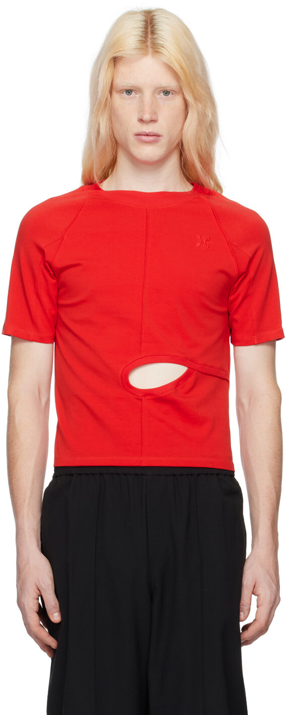 

Эксклюзивная футболка с бриллиантами от SSENSE HEAD OF STATE, красный