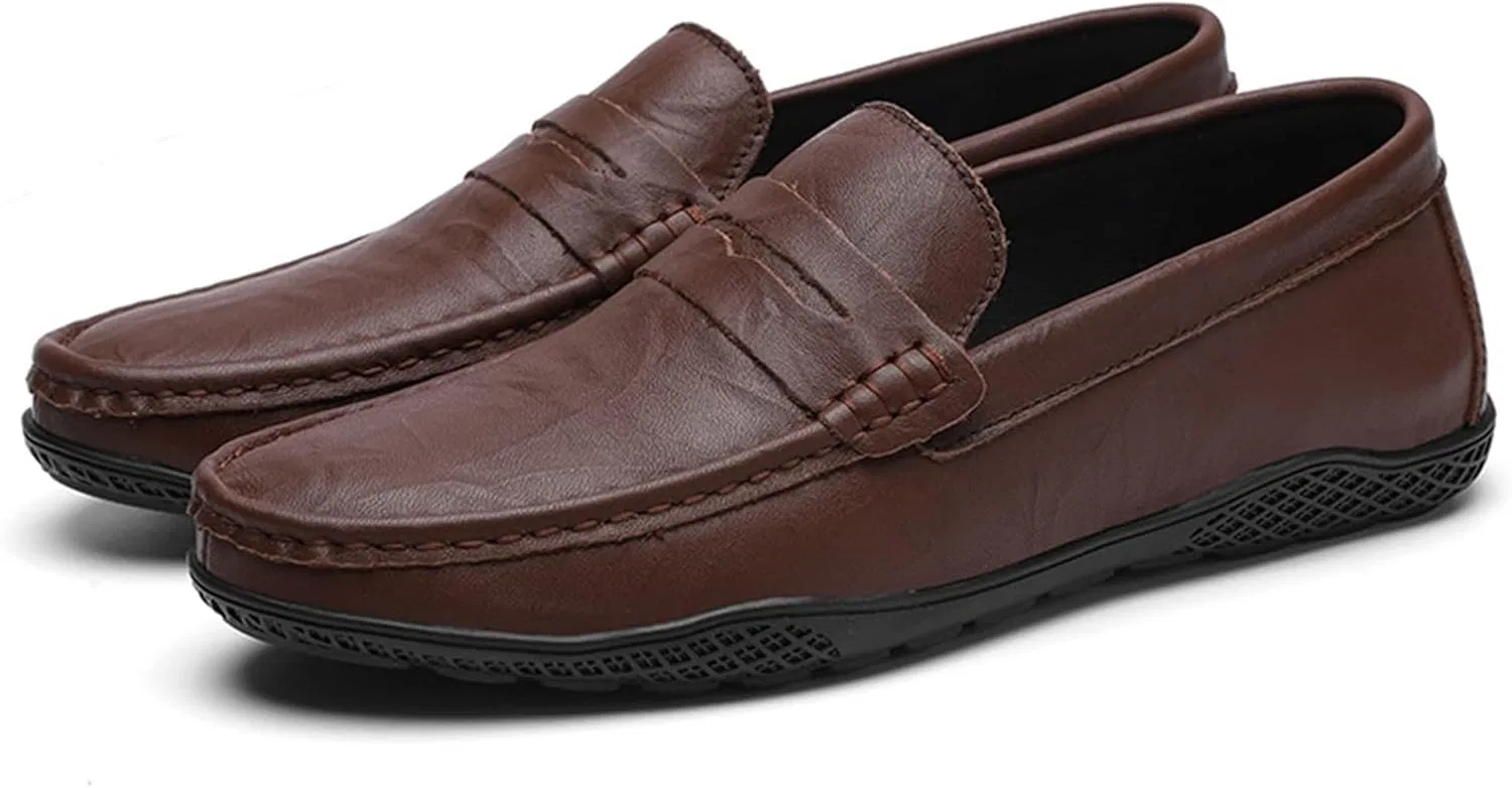 Лоферы Penny Loafer PU Stitching Details Round Toe Comfortable Flexible Anti-Slip Classic Slip On, Коричневый PLGMAUYT — фото 4