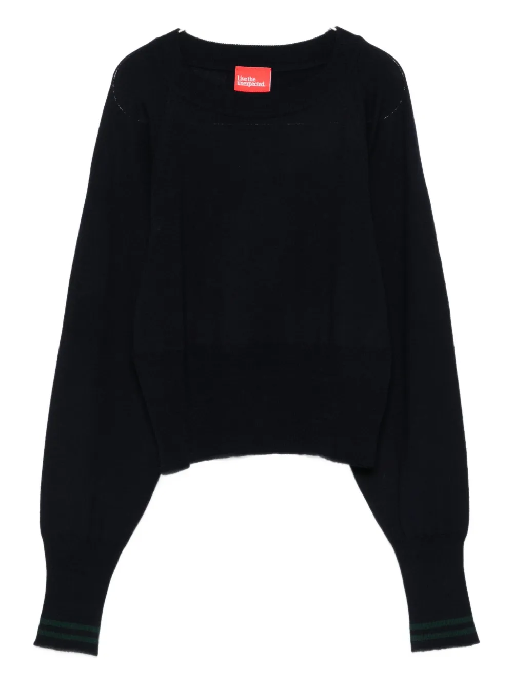 

Свитер с полосатыми манжетами Merci, синий