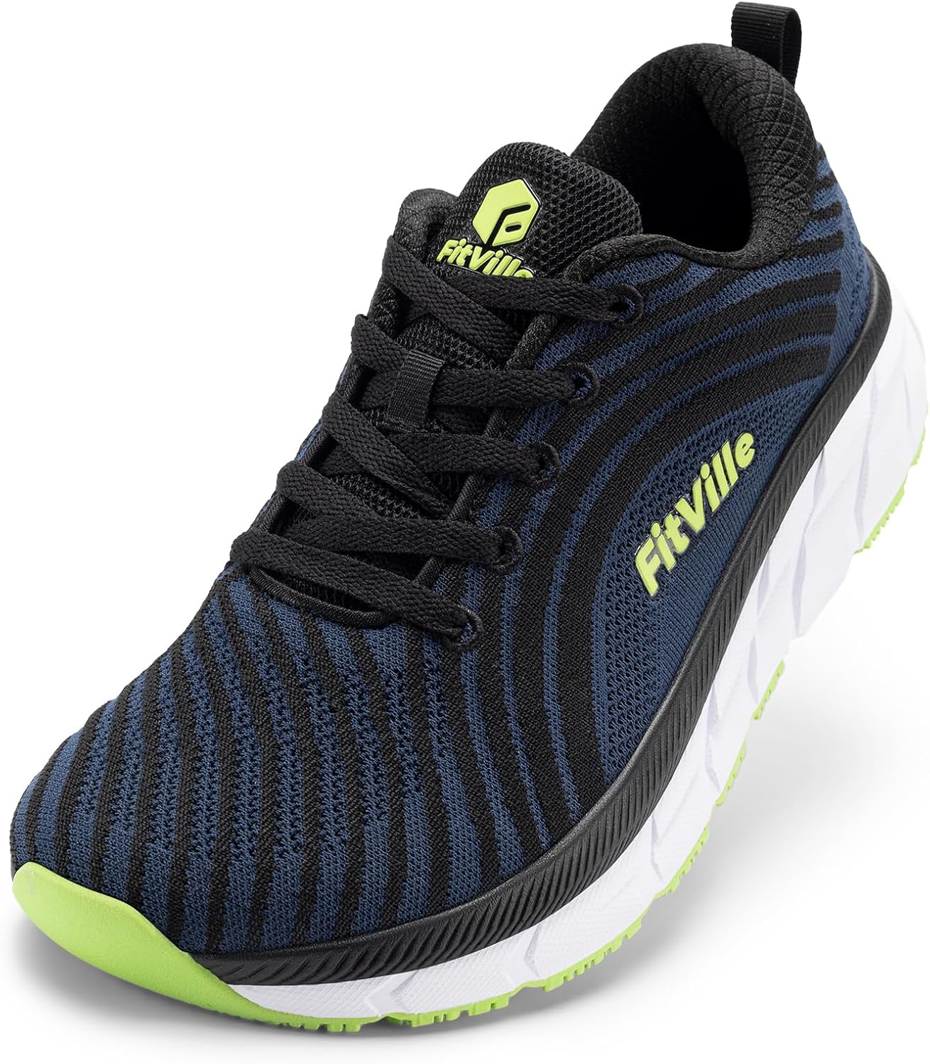 

Мужские кроссовки FitVille с широкой подошвой, удобные легкие беговые с широким носком, нескользящие с амортизацией, зеленый