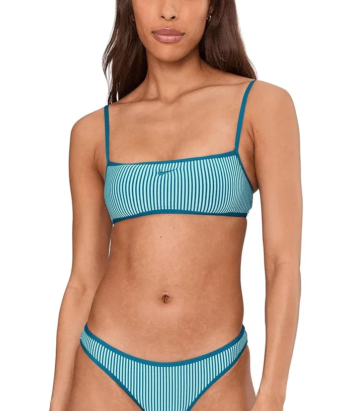 Купальник бикини топ с рифленой текстурой Ripple Texture Bralette Bikini Top Nike, Bleached Turquoise