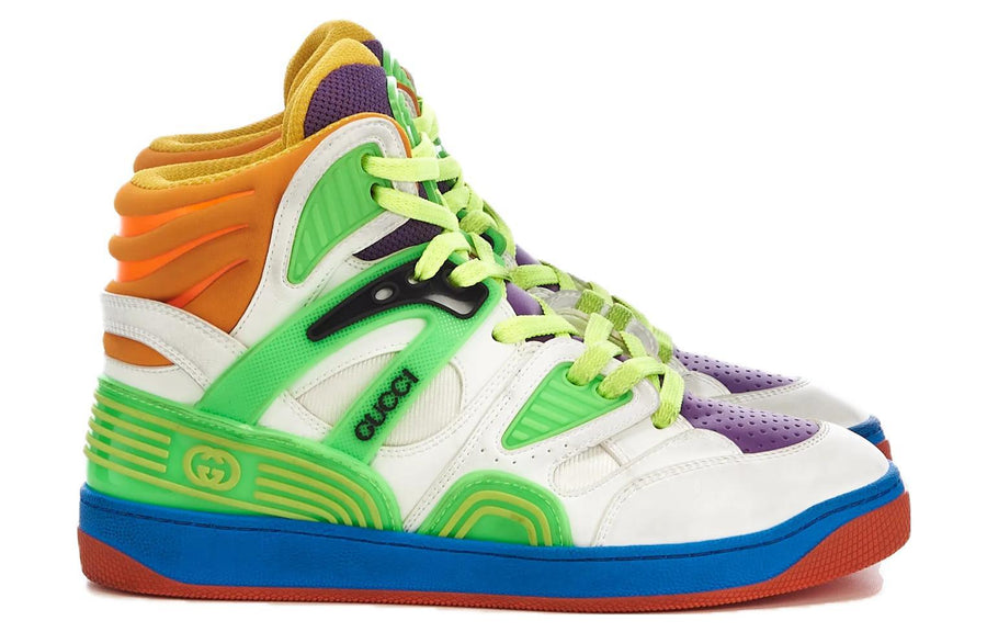 Кроссовки (WMNS) Gucci Basket High'White Green Purple' — фото 2