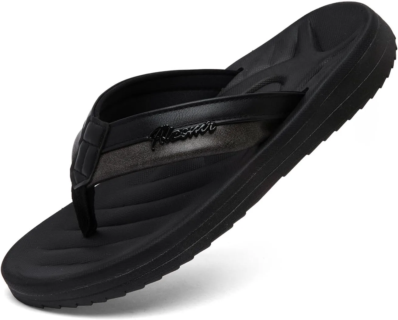 

Мужские шлепанцы сандалии повседневные удобные уличные вьетнамки для мужчин, летние пляжные шлепки, легкая противоскользящая обувь с мягкой подушкой и поддержкой свода стопы RIKANR, черный