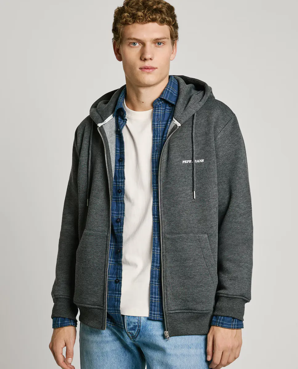 

Мужская спортивная куртка с капюшоном и застежкой-молнией Pepe Jeans, черный