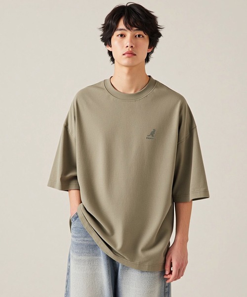 

Футболка с коротким рукавом, оверсайз, с вышитым логотипом KANGOL, бежевый