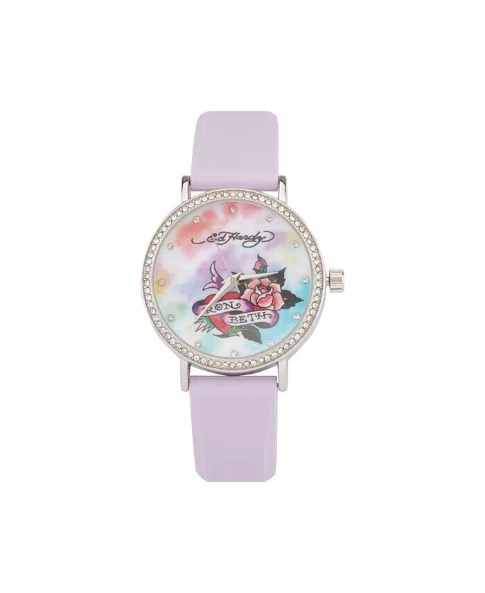 

Женские кварцевые светло-фиолетовые часы с силиконовым ремешком, 38 мм Ed Hardy