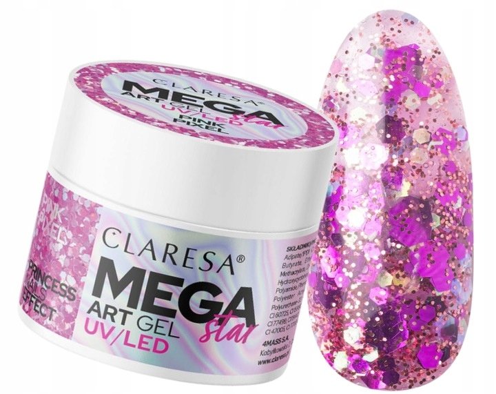 

Claresa Mega Star Gel Glitter Gel для декорирования Pink Pixel 10 г Puderek
