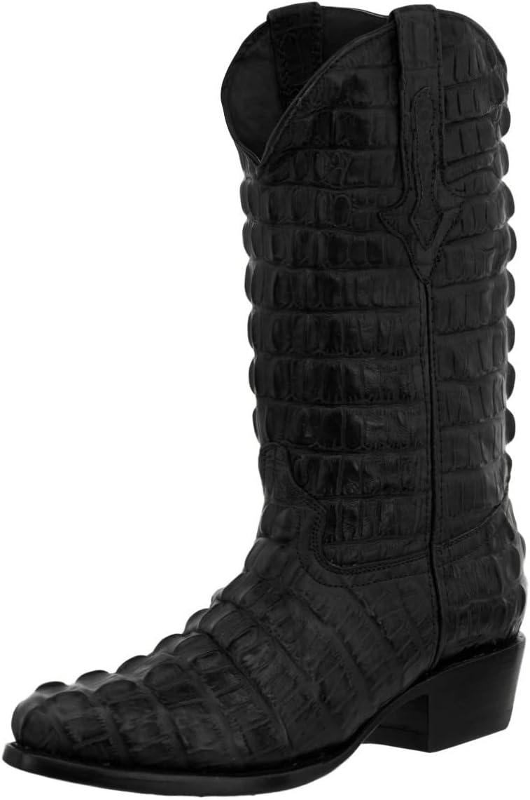 

Мужские черные ковбойские западные сапоги с полным принтом из крокодилового хвоста и округлым носком Cowboy Professional