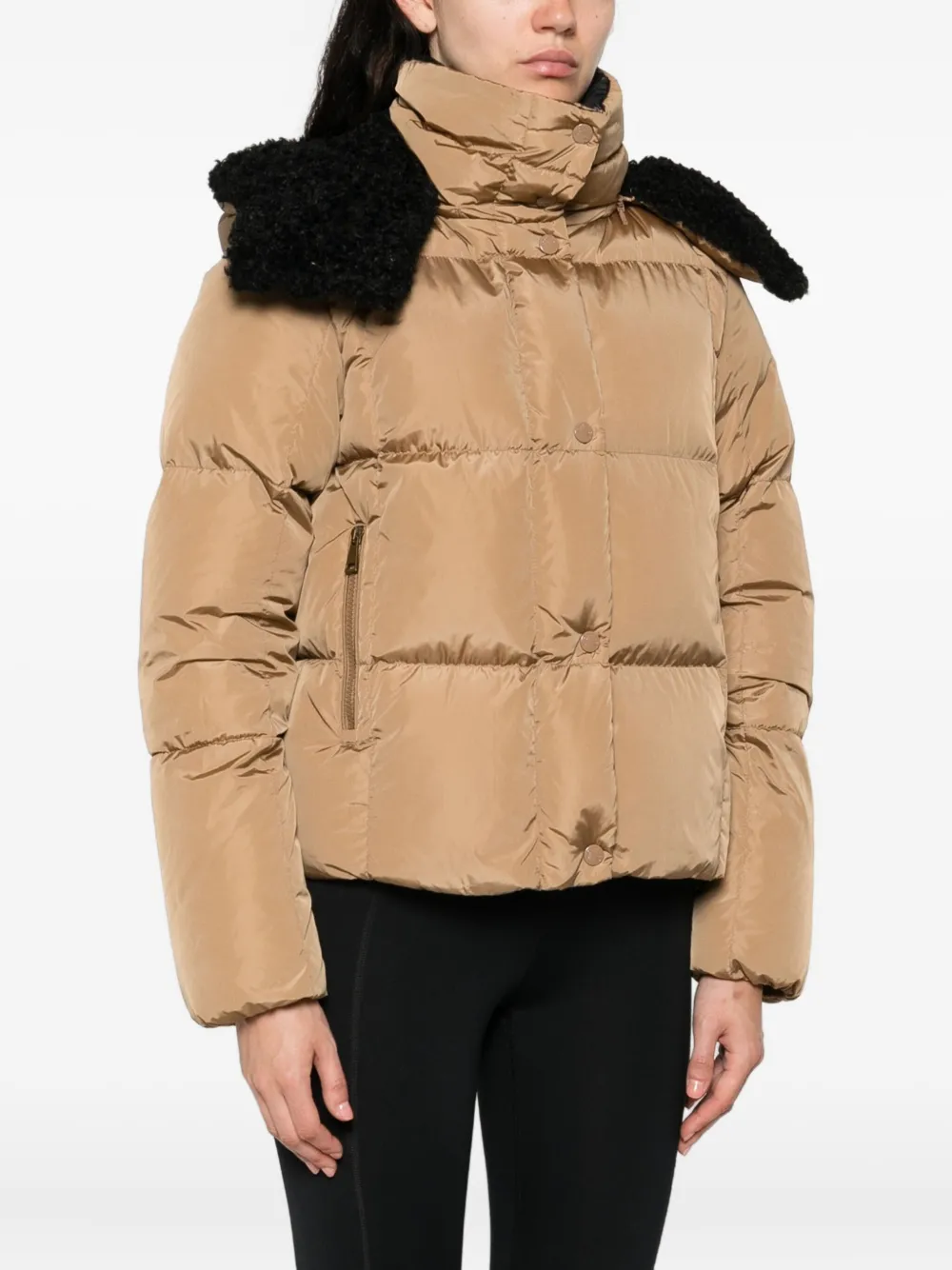 Пальто на молнии с воротником из искусственного меха Moncler, нейтральный — фото 3