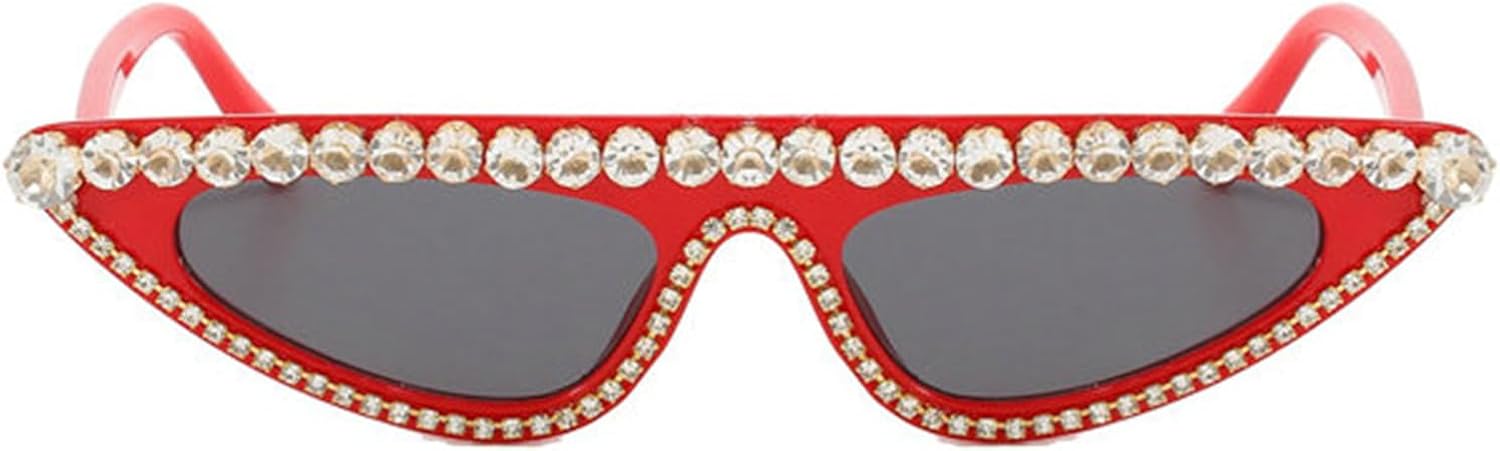 

Солнцезащитные очки Willochra в форме маленького треугольника «кошачий глаз» для женщин, винтажные, с блестящими кристаллами, модные, в стиле ретро, ​​конфетных цветов, Red
