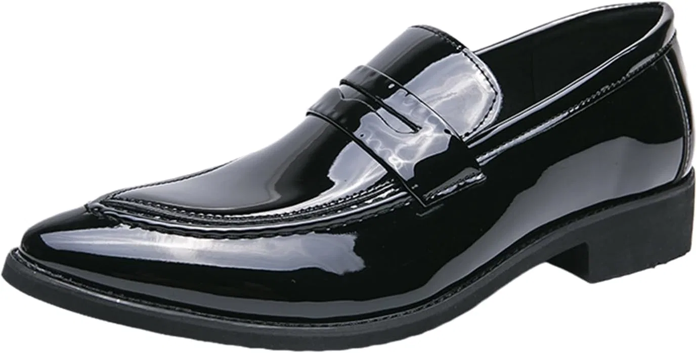 Лоферы кожаные металлик мужские, на каблуке, Black JSDWNDO