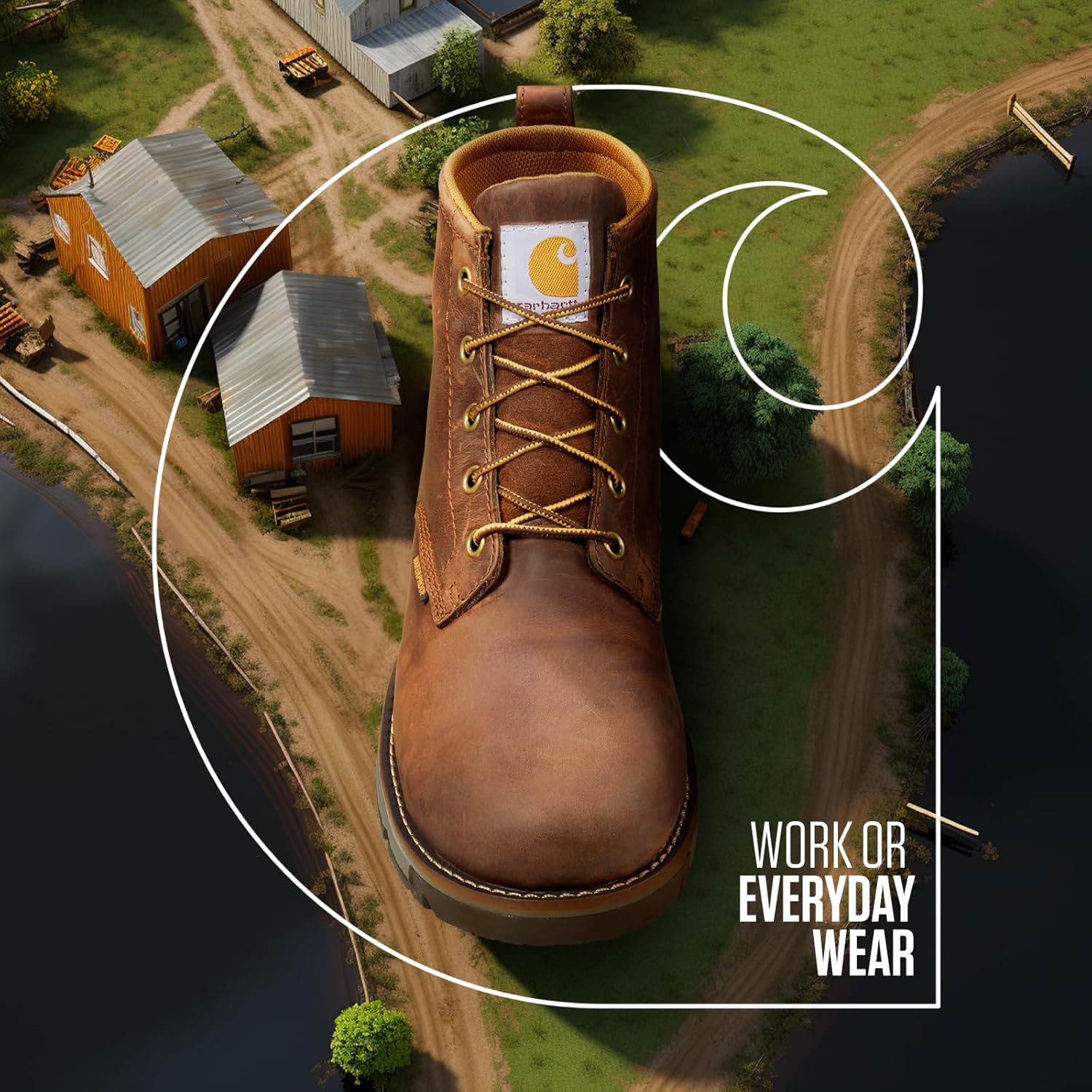 Carhartt Millbrook Waterproof Wedge Boot - рабочие ботинки для мужчин, устойчивые к скольжению и электрическим опасностям, с высотой голенища 5 дюймов, дышащей мембраной и легкой промежуточной подошвой EVA, Brown Oil Tanned — фото 2