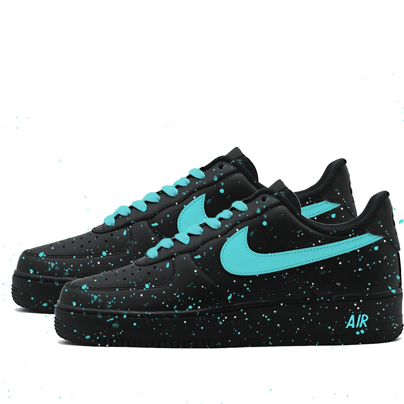 Nike Air Force 1 Ice Blue Ink Dot Abrasion Resistant Slip Resistant Low top Skateboard Shoes Unisex Black Blue — фото 4