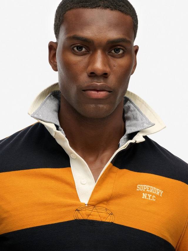 Футболка-регби из хлопка свободного кроя Superdry, Navy/Track Gold — фото 4