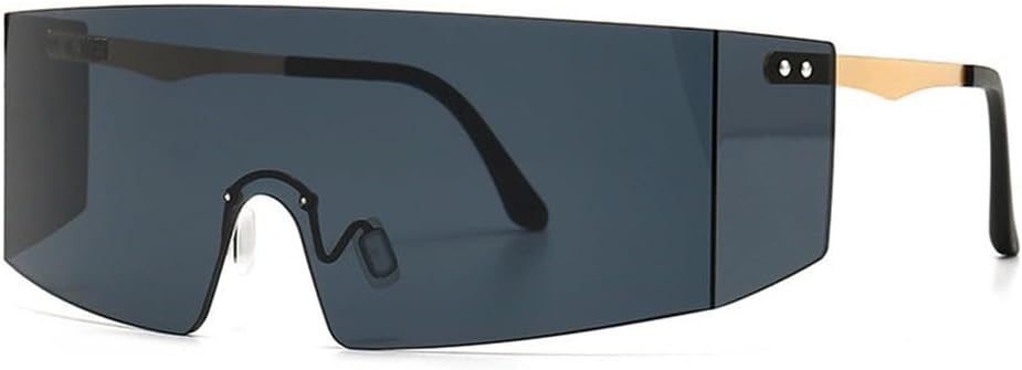 

Очки-маска большого размера с одной линзой, солнцезащитные очки с яркими линзами, модные, для мужчин и женщин, защита от УФ-излучения UV400, винтажные очки KTUCN, Gold-black