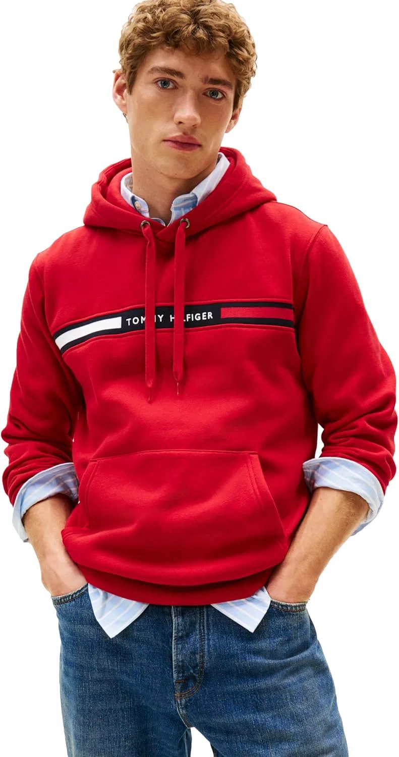 Флисовая худи Tommy Hilfiger с полосой, Medium Red