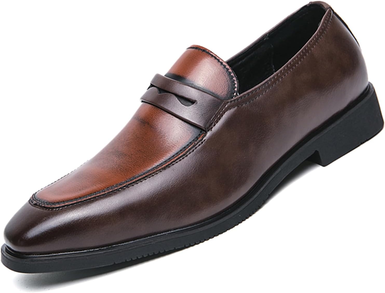 

Мужские двухцветные кожаные слипоны EGGDK, комфортные, с невысоким каблуком, легкие, нескользящие, для офиса, свадеб и повседневной носки, коричневый