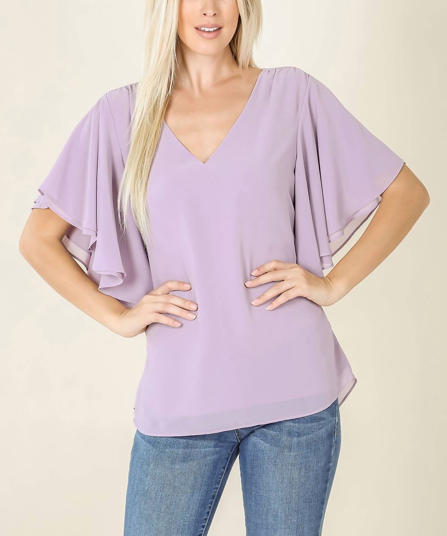 

Двухслойный шифоновый топ цвета пыльной лаванды ZENANA, цвет dusty lavender