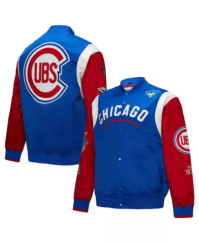

Мужская сатиновая бейсбольная куртка на молнии Chicago Cubs Cooperstown Collection Team Origins в цвете Royal/Red Mitchell & Ness