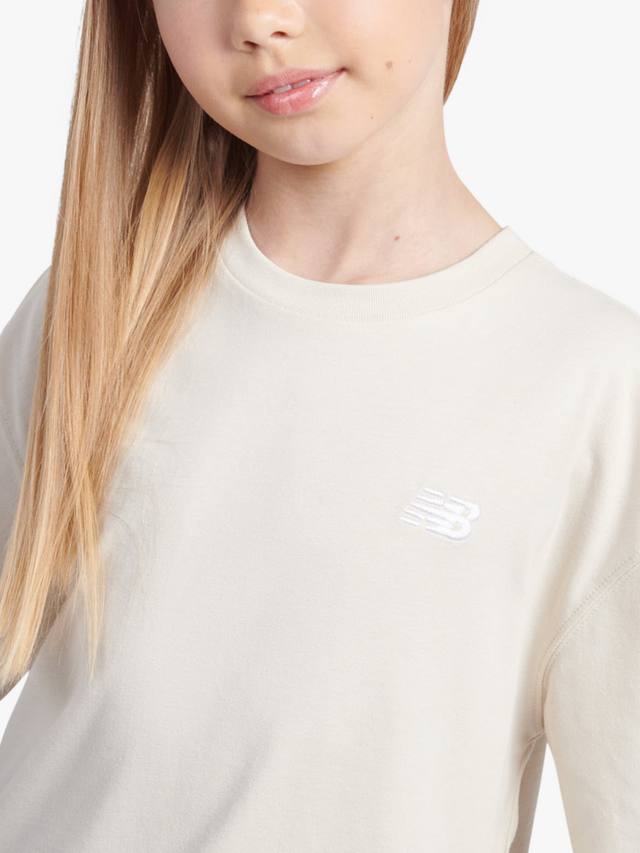 Детская хлопковая футболка с логотипом New Balance, Linen — фото 4