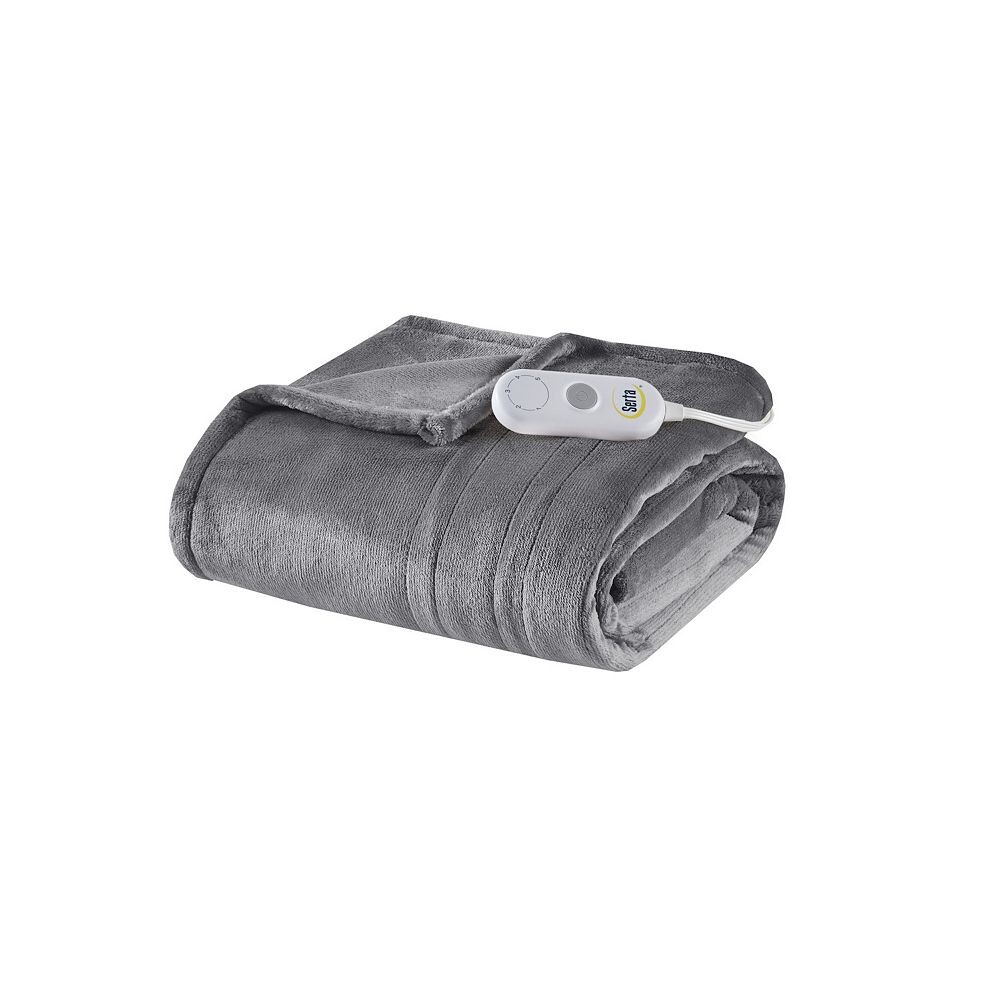

Плюшевое одеяло с электрическим подогревом Serta, цвет Dark Gray