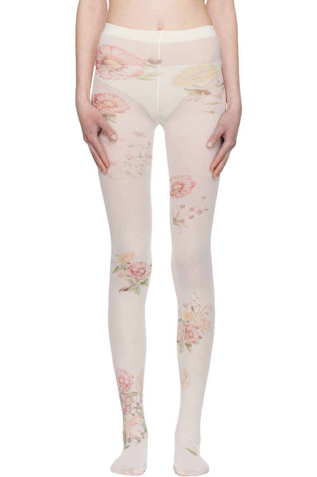 

Open Yy Колготки цвета слоновой кости с цветочным принтом