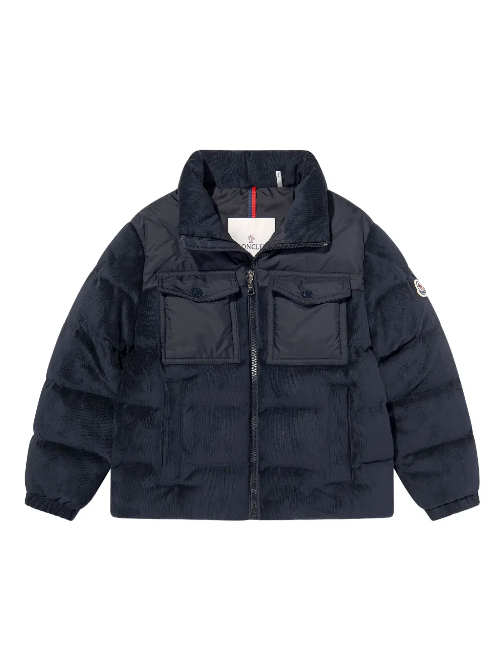 Пуховик Camul с вельветовыми вставками Moncler Enfant, синий