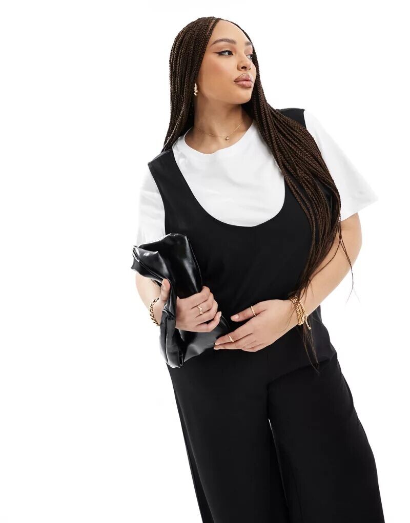 

Черный комбинезон с широкими штанинами ASOS DESIGN Curve 2 в 1