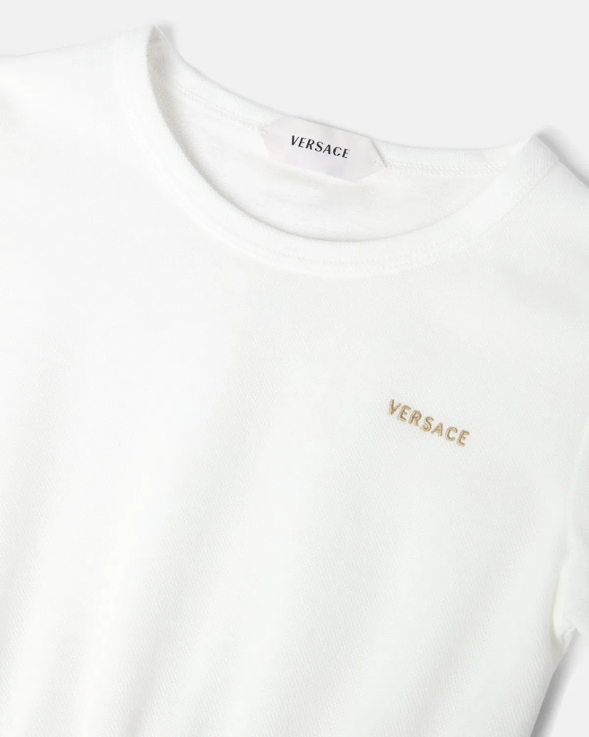 Детское платье из хлопкового пике и поплина Versace, белый — фото 4