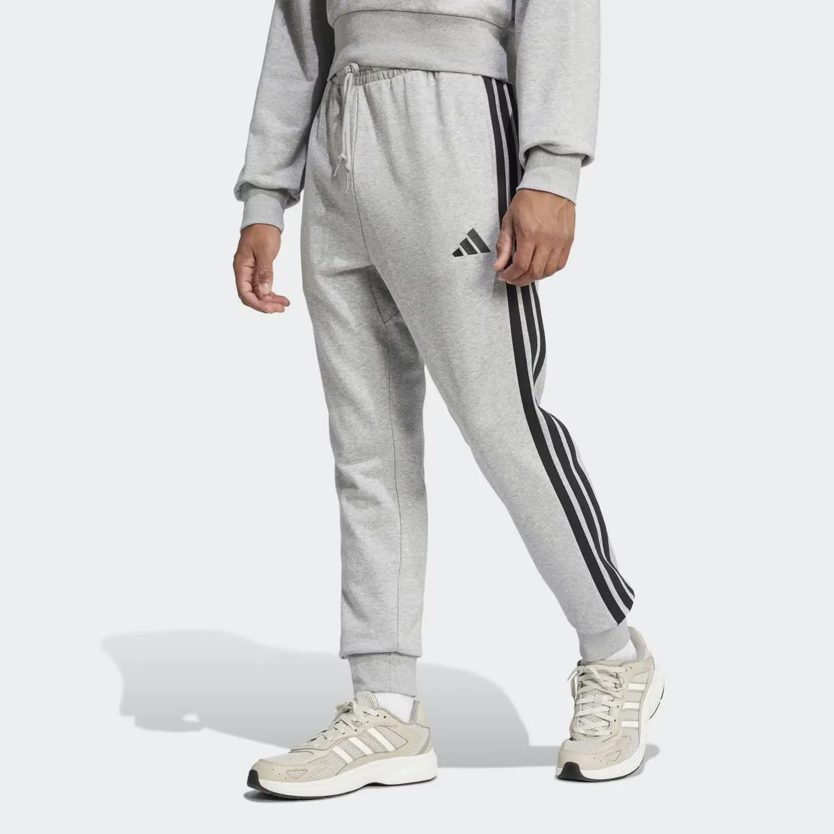 

Мужские базовые французские махровые брюки Adidas в 3 полоски, серый