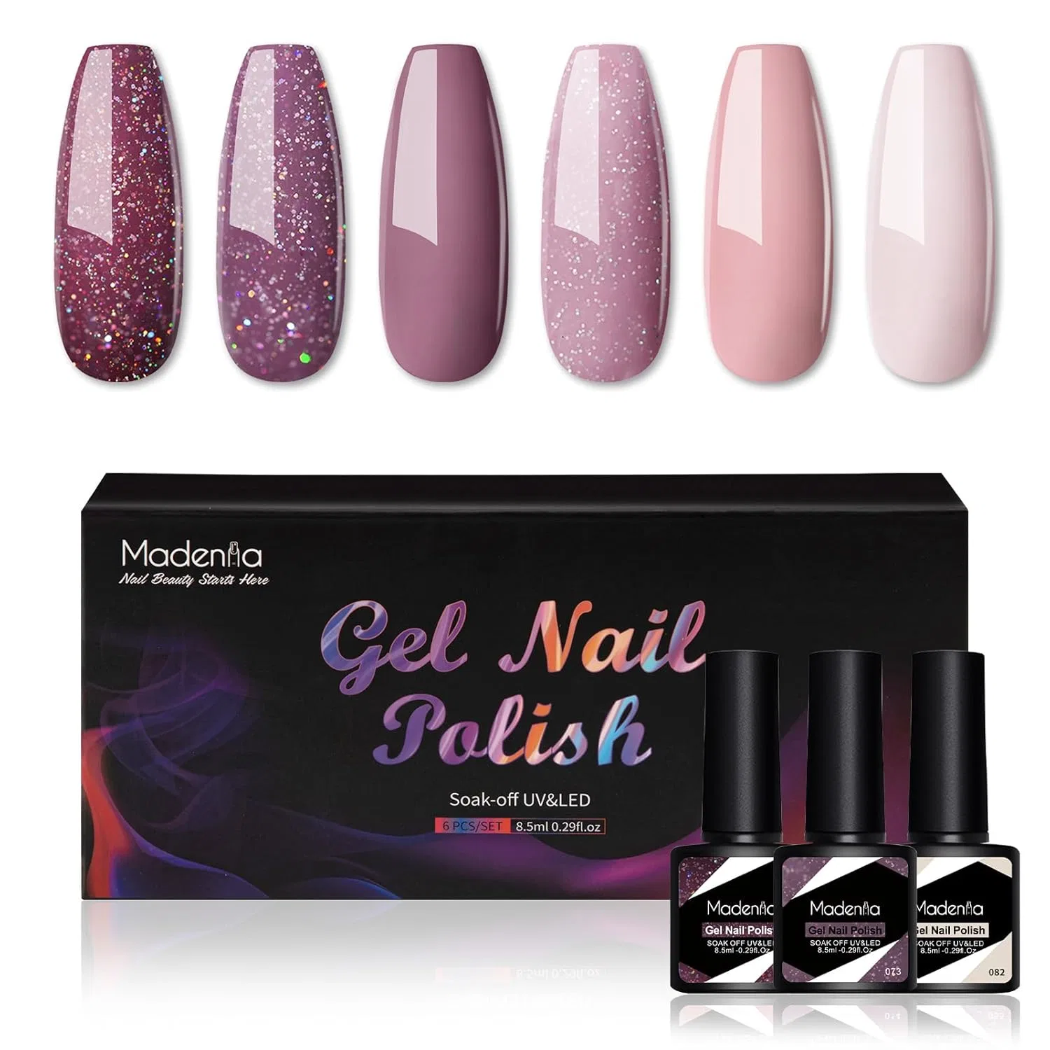 Набор УФ-гель-лаков Madenia Taro Purple, 6 цветов Madenia, Taro Purple