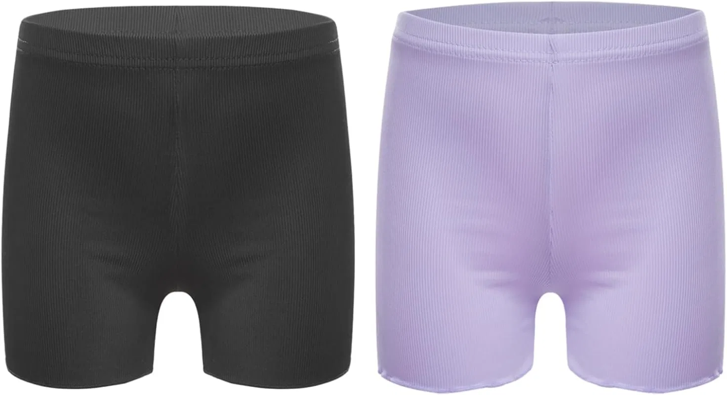 Детские шорты для танцев, хлопковые, дышащие, Ocealan, 2 шт, Black&purple
