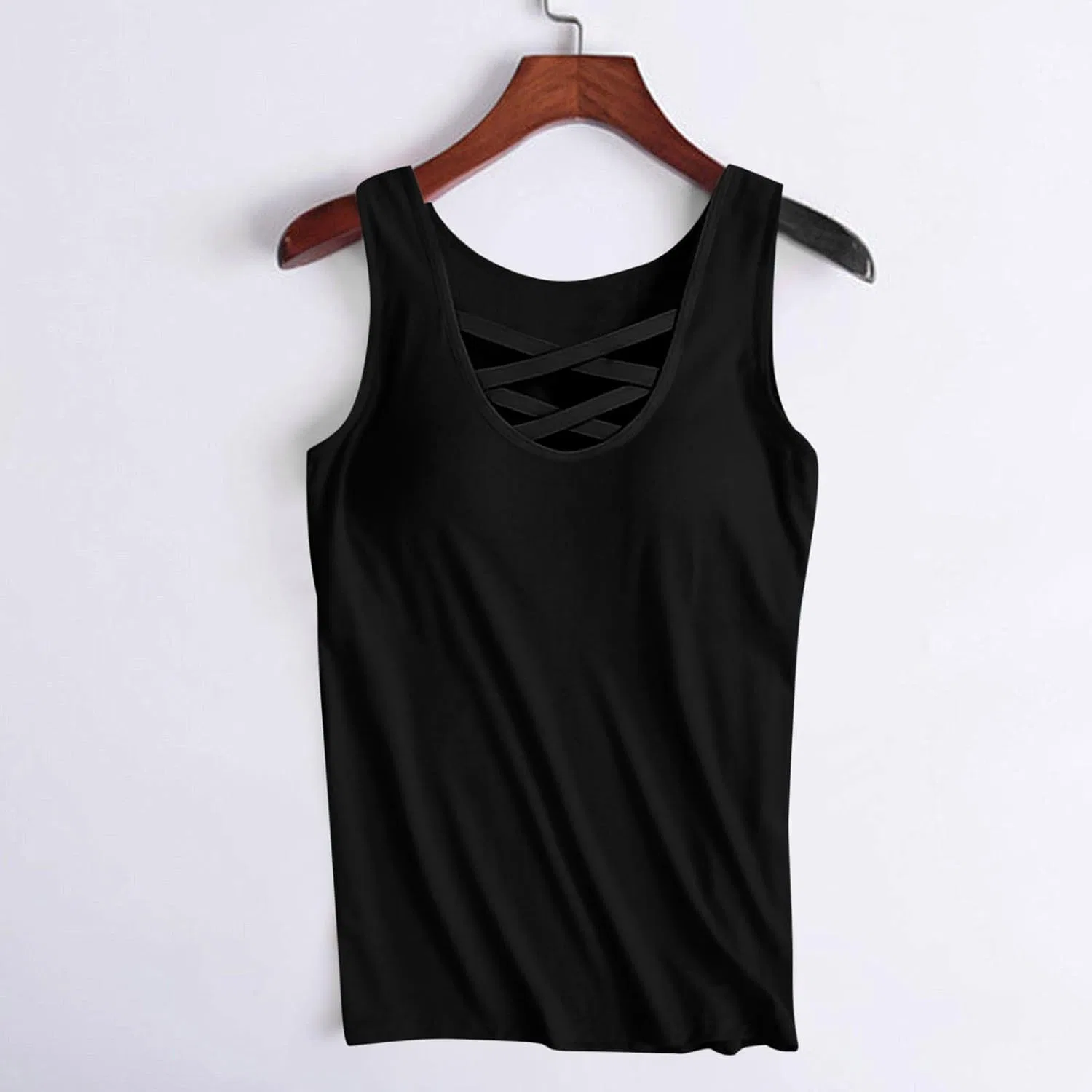 Топ майка с встроенным бюстгальтером, женский, Plus Size, Black — фото 4