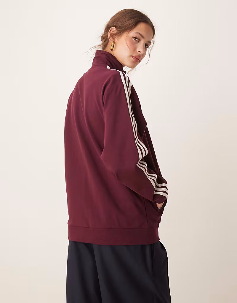 Спортивная куртка Adidas Originals в стиле ретро бордового цвета — фото 4