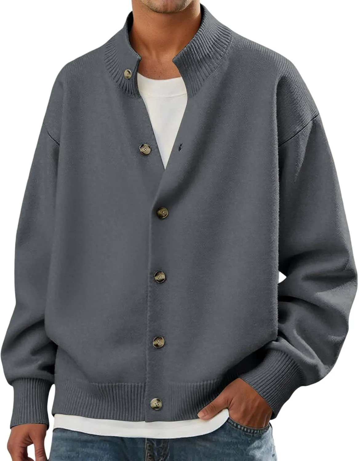 

Мужской кардиган Chunky вязаный свитер Trendy осень-зима мода пуговицы легкий длинный рукав