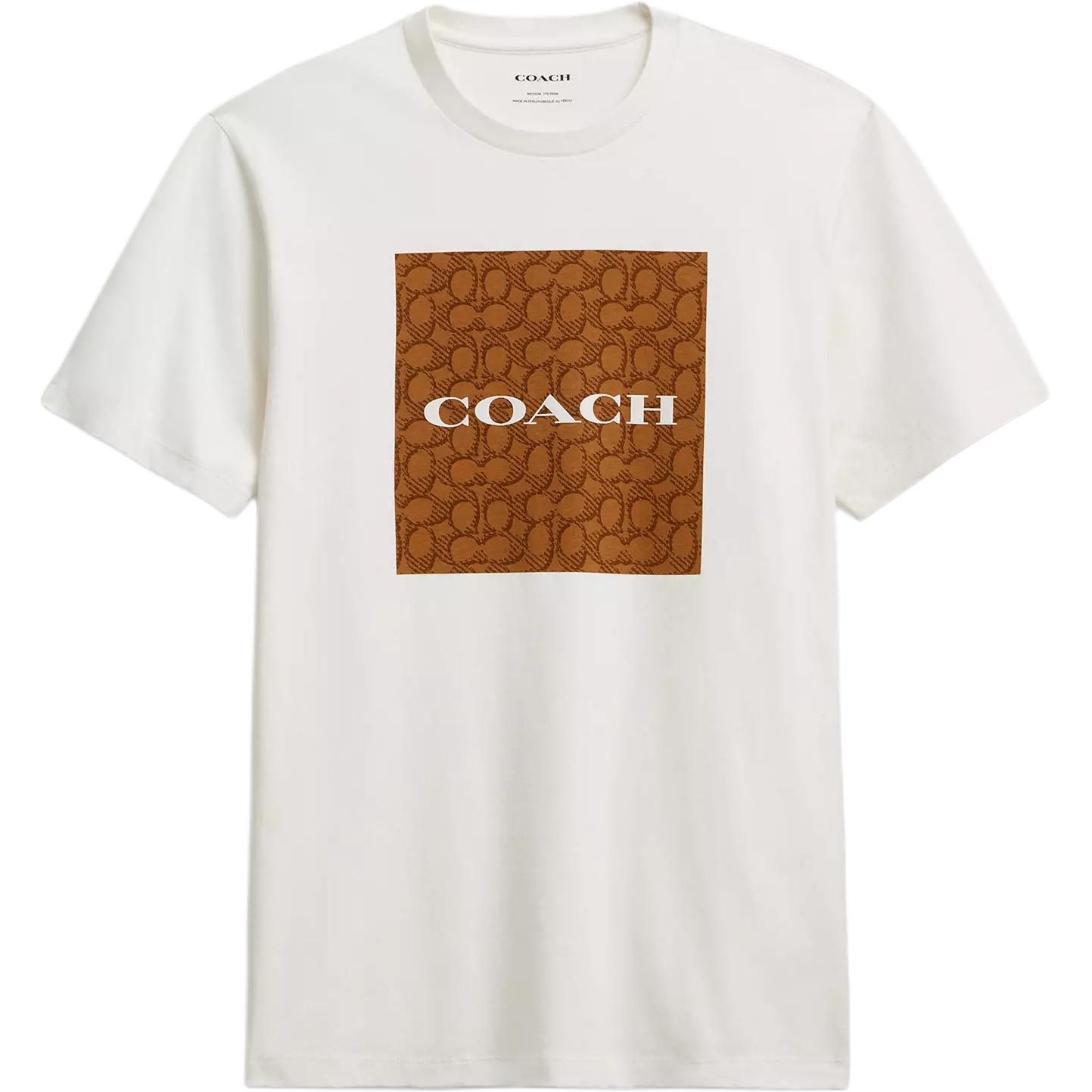 

Coach Мужская белая футболка с круглым вырезом, умеренно прямой крой