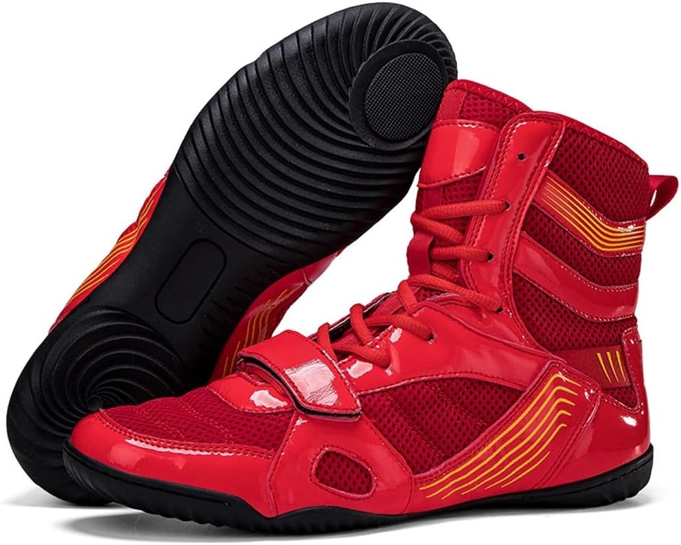 

Мужские высокие боксерские кроссовки с ботинками для борьбы, легкие, дышащие для пауэрлифтинга, бодибилдинга, становой тяги и тренировок в спортзале Hiuzylqx, красный