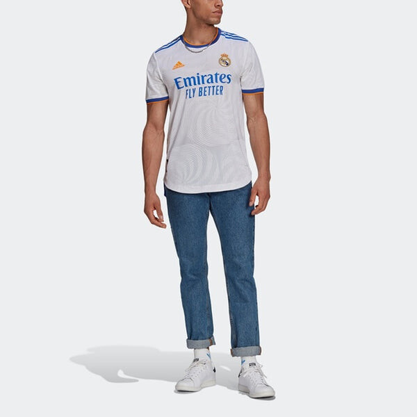 Футболка real madrid 21 22 сезон player edition home алфавит логотип полоса спорт короткий рукав футбол футбол Adidas, белый — фото 3