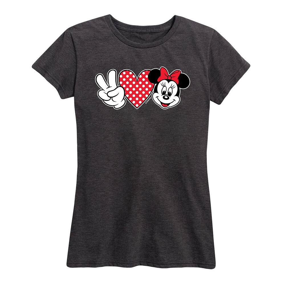 

Женская футболка с рисунком Peace Love Disney's Minnie Mouse, цвет Heather Charcoal