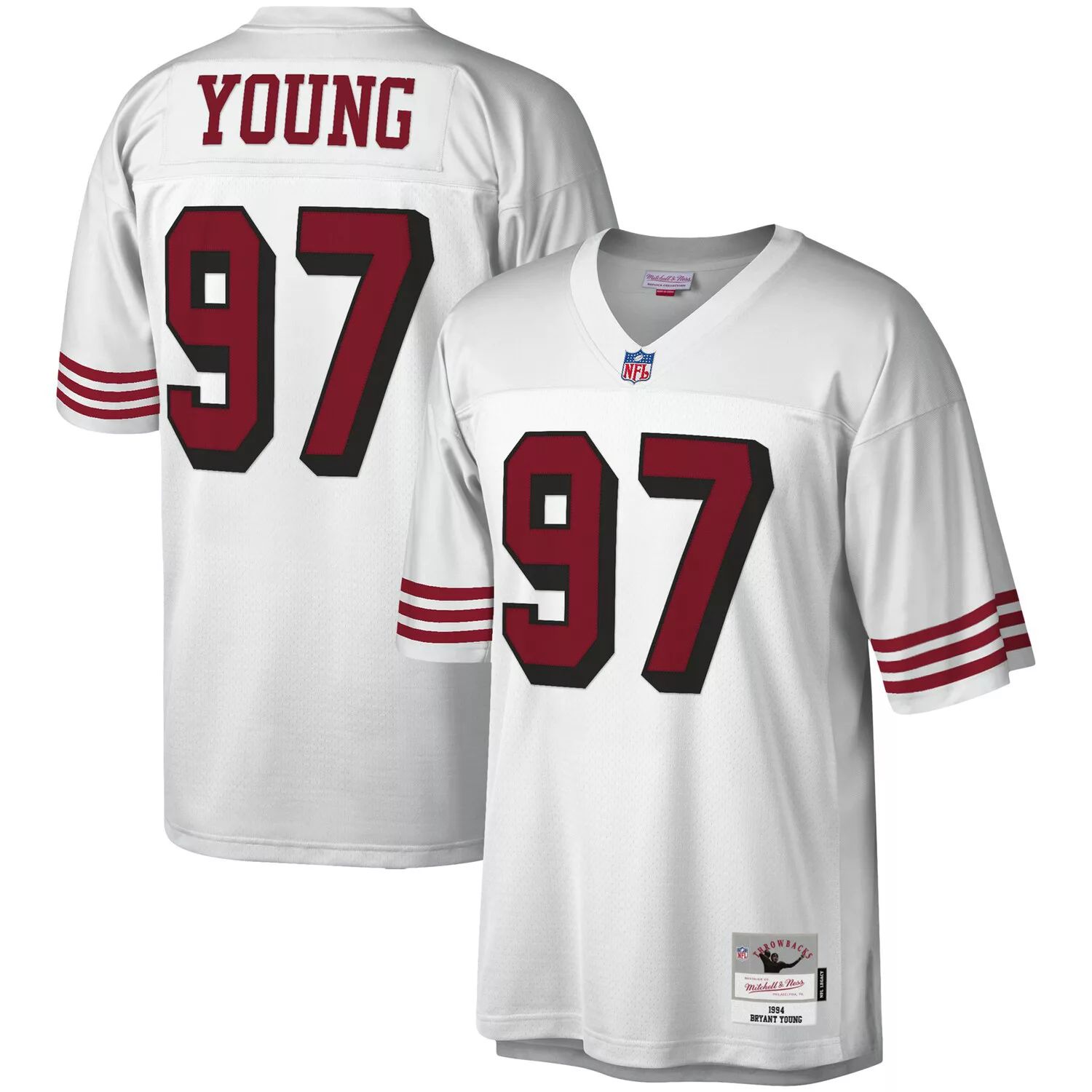 

Мужская футболка Mitchell & Ness Bryant Young White San Francisco 49ers 1994 Legacy Replica Джерси