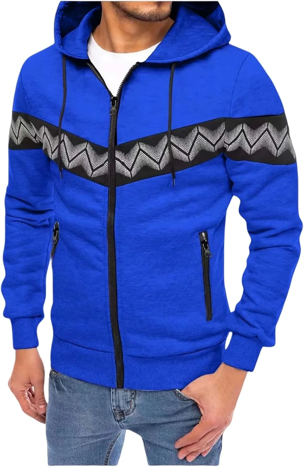 

Мужская худи с принтом на молнии